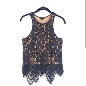 Express Black Lace Tank with Nude Slip, Size XS - NWOT